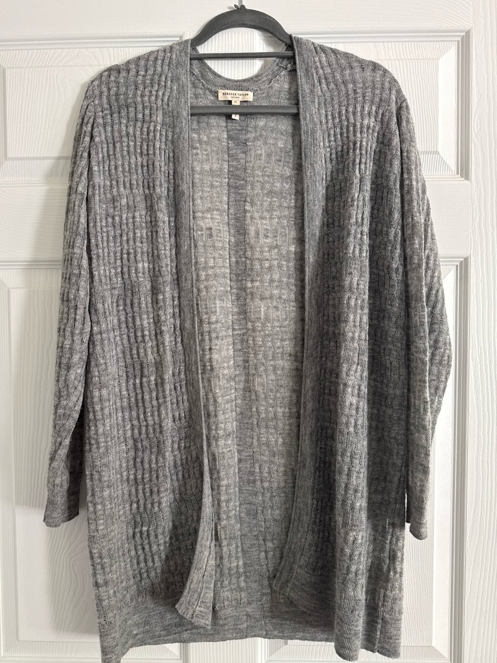 Rebecca Taylor grey light weight open front long cardigan (M)